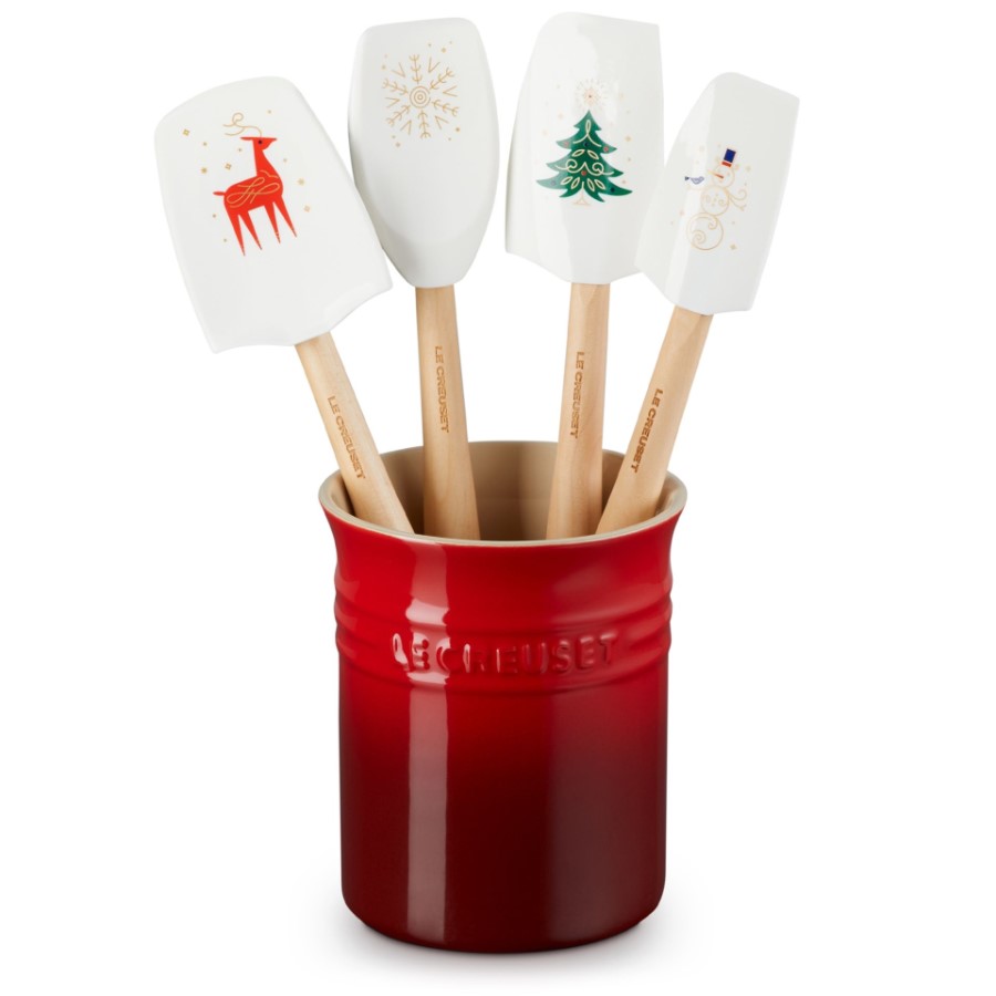 Le Creuset Christmas 4 Spatulas White Image